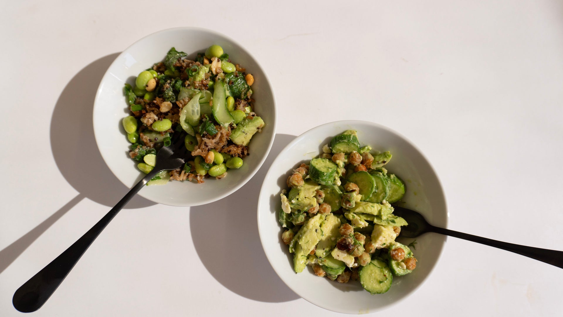 2 easy meal prep green salads packed with crunch, protein and fresh flavours